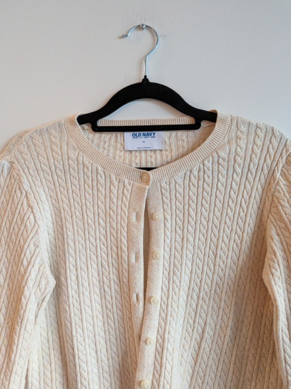 Old Navy Cream Cable Knit Button-Front Cardigan